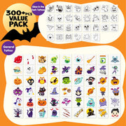 JOYIN 300+ Assorted Halloween Temporary Tattoos including Glow in the Dark Tattoos for Kids Halloween Trick or Treat Party Supplies, Class Hang out Give away Treat