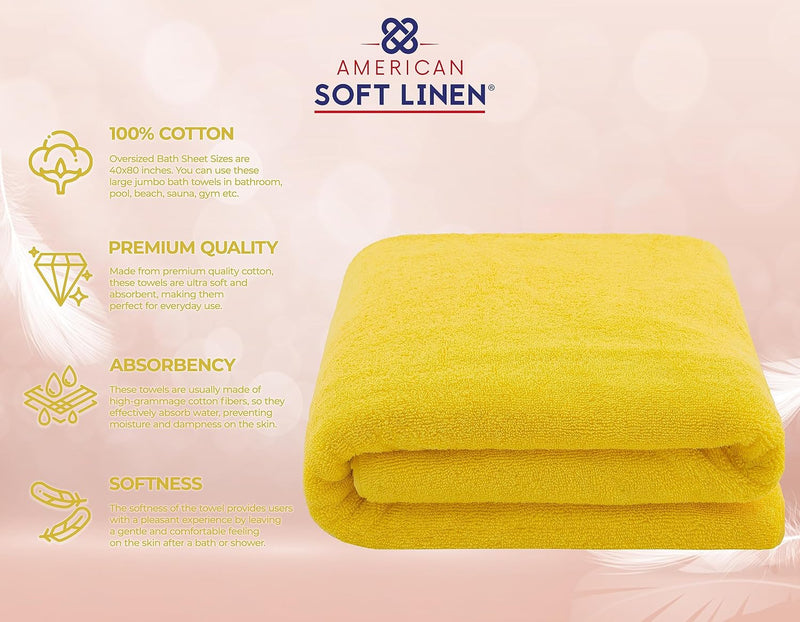 American Soft Linen GMSD 6-Piece 100% Turkish Genuine Cotton Premium & Luxury Towel Set for Bathroom & Kitchen, 2 Bath Towels, 2 Hand Towels & 2 Washcloths [Worth $72.95] - Rockridge Grey