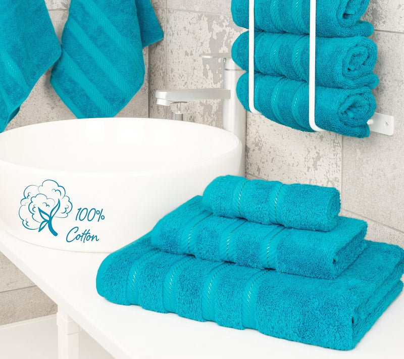 American Soft Linen GMSD 6-Piece 100% Turkish Genuine Cotton Premium & Luxury Towel Set for Bathroom & Kitchen, 2 Bath Towels, 2 Hand Towels & 2 Washcloths [Worth $72.95] - Rockridge Grey