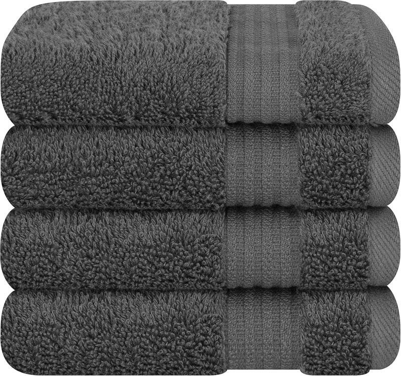 Cotton Paradise Hotel & Spa Quality, Absorbent and Soft Decorative Kitchen and Bathroom Sets, 6 Piece Turkish Towel Set, Includes 2 Bath Towels, 2 Hand Towels, 2 Washcloths, Charcoal Grey