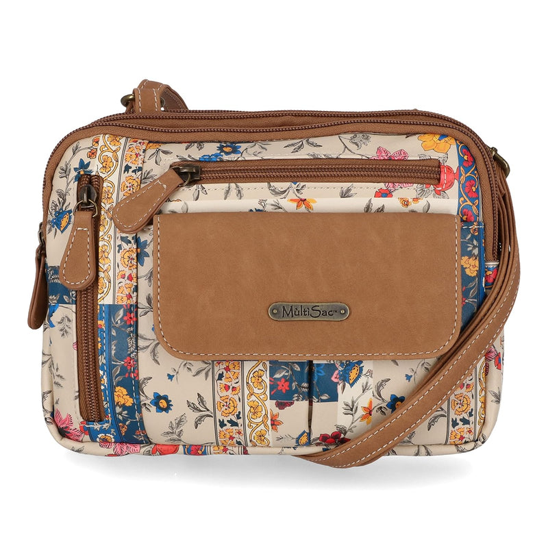 MultiSac Womens Zippy Triple Compartment Crossbody Bag Cross Body