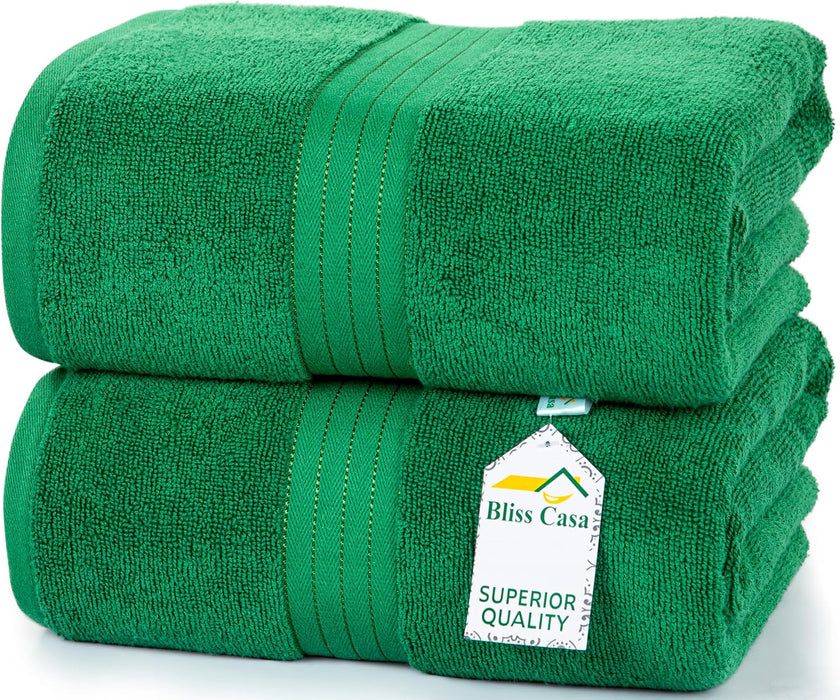 Bliss Casa Bath Towel Set 27 x 54 Inch (4 Pack) - 550 GSM 100% Cotton 20/D Quick Drying Highly Absorbent Thick Bathroom Towels - Soft Hotel Quality for Bath and Spa (Grey)