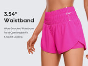 CRZ YOGA 2 in 1 High Waisted Running Shorts for Women 3" - Split Breathable Athletic Tennis Gym Workout Shorts with Pockets
