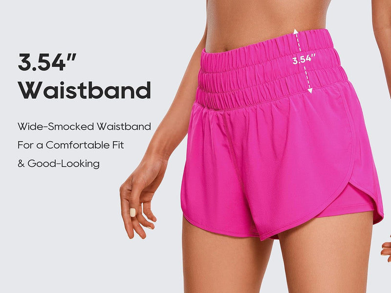CRZ YOGA 2 in 1 High Waisted Running Shorts for Women 3" - Split Breathable Athletic Tennis Gym Workout Shorts with Pockets