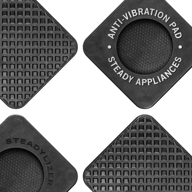 Steadylizer Anti Vibration Pads for Washing Machine - 4pc - Prevent Your Washer and Dryer From Walking and Reduce Noise - High Friction Hard Wearing Square Rubber Foot Pads -