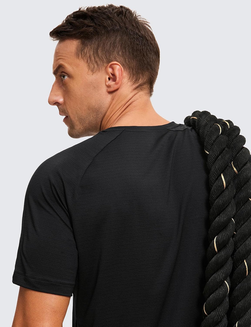 CRZ YOGA Mens Lightweight Athletic T-Shirts Moisture Wicking Running Workout Shirt Short Sleeve Gym Tops
