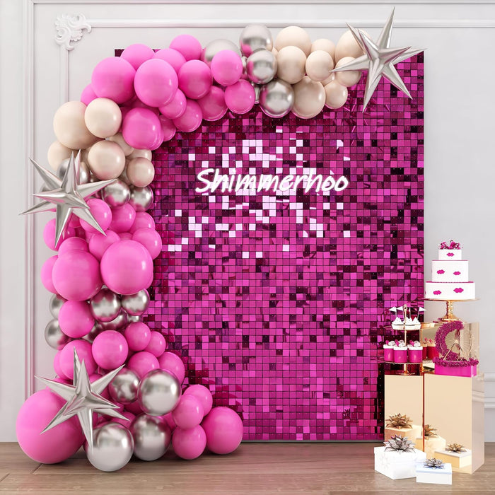 SHIMMERHOO Black Shimmer Wall Backdrop Panels Square Sequin Shimmer Backdrop, Wall Decor for Birthday, Anniversary Wedding Decoration (Black, 6ft x 3ft)