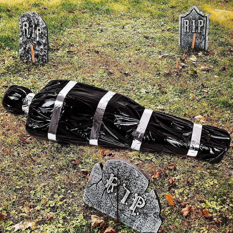 Halloween Decorations Outdoor Dead Body Props - Scary Fake Corpse in Bag Hallowmas Prop Creepy Haunted House Decor (Requires Assembly) (red) - black