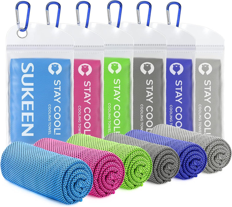 4 Pack Cooling Towel (40"x12"),Ice Towel,Soft Breathable Chilly Towel,Microfiber Towel for Yoga,Sport,Running,Gym,Workout,Camping,Fitness,Workout & More Activities(Dark Blue/Dark Gray/Brown/Black) - Blue/Grey/Green/Pink/Black/Dark Grey 40" x 12"