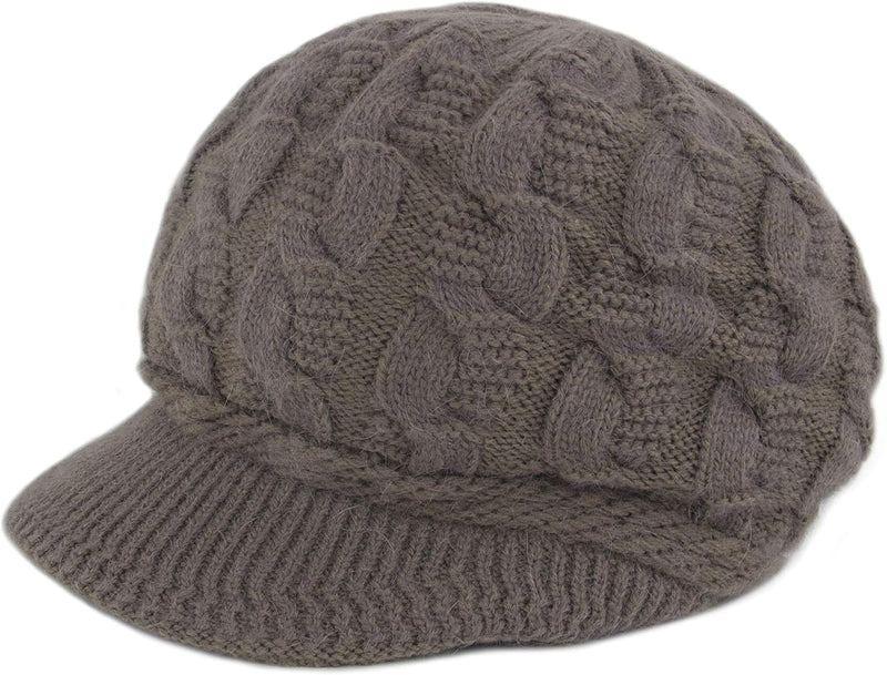 Muryobao Women's Winter Warm Slouchy Cable Knit Beanie Skull Hat with Visor