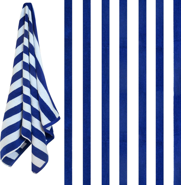 Bliss Casa Oversized Beach Towels (2 Pack, 90x180 cm) - Extra Large 100% Cotton Summer Pool Cabana Stripe Highly Absorbent & Soft Towel (Beach Towel - 2PC, Blue)