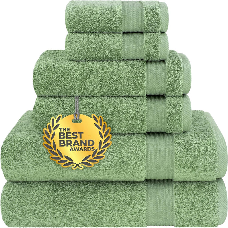 Cotton Paradise Hotel & Spa Quality, Absorbent and Soft Decorative Kitchen and Bathroom Sets, 6 Piece Turkish Towel Set, Includes 2 Bath Towels, 2 Hand Towels, 2 Washcloths, Charcoal Grey