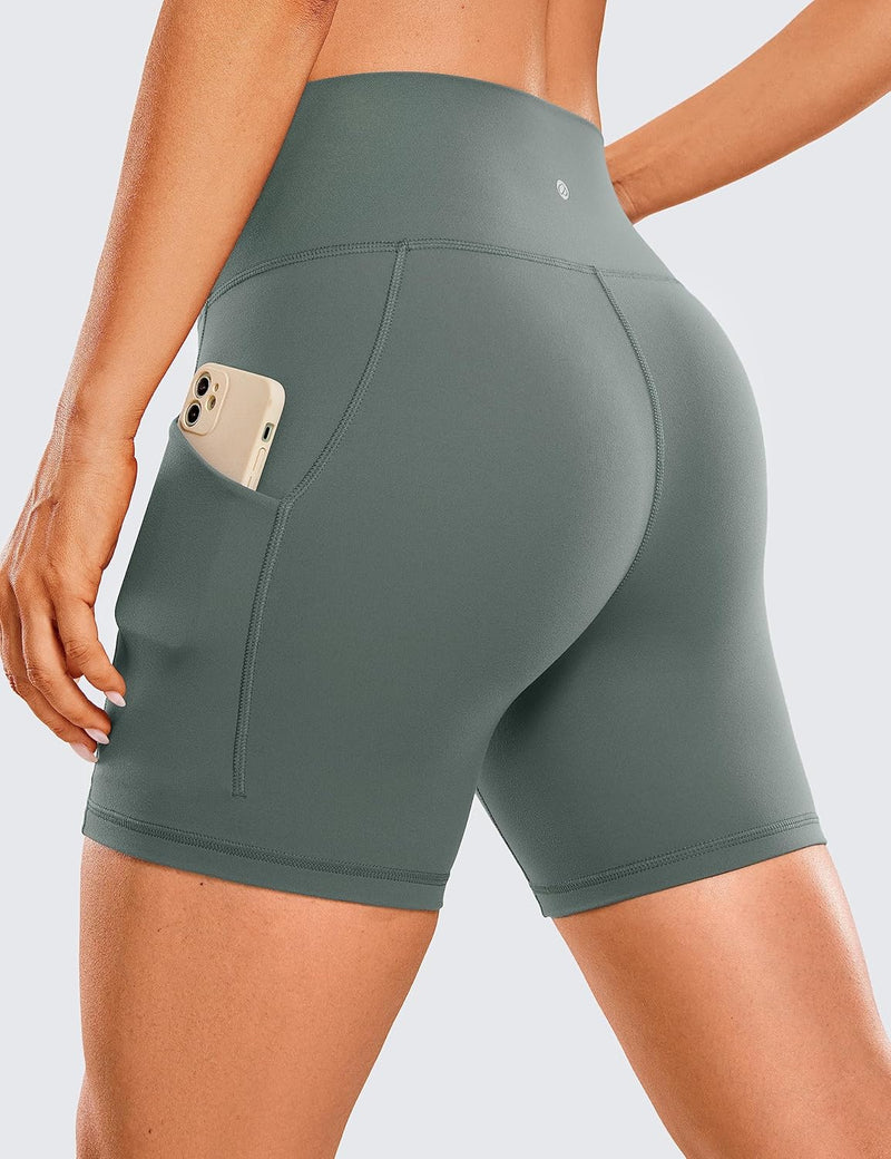 CRZ YOGA Womens Butterluxe Biker Shorts with Pockets 5 Inches - High Waisted Volleyball Workout Athletic Yoga Short Leggings