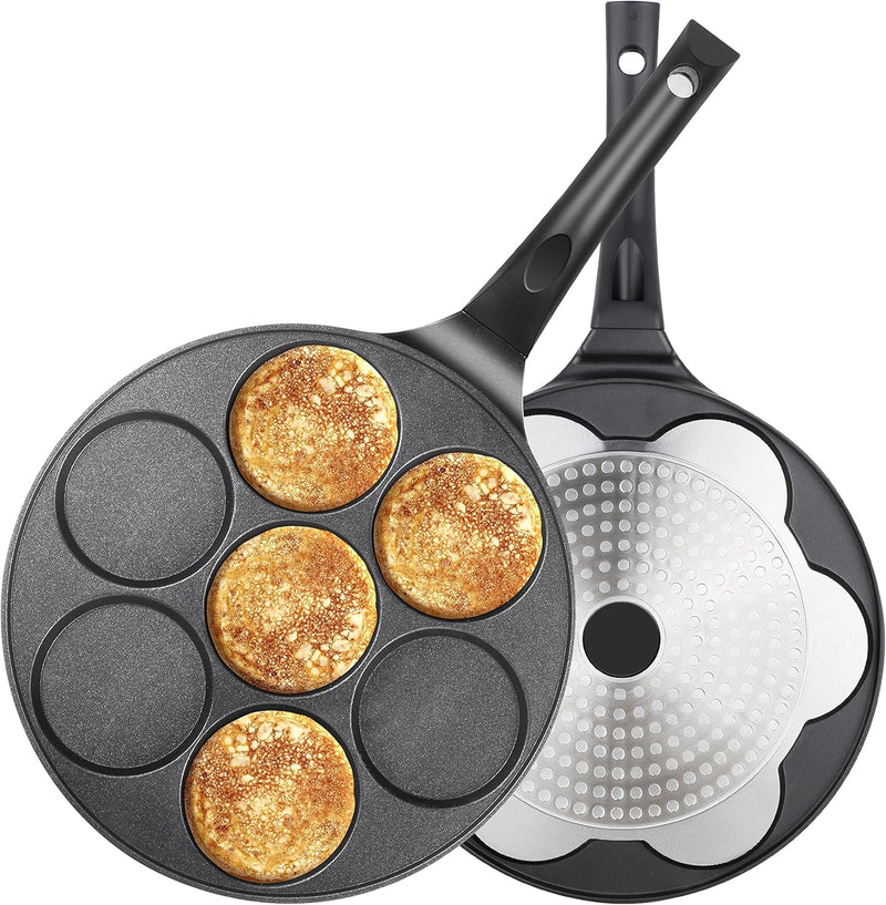 7-Hole Nonstick Pancake Pan, PFOA-Free, Suitable for All Cooktops