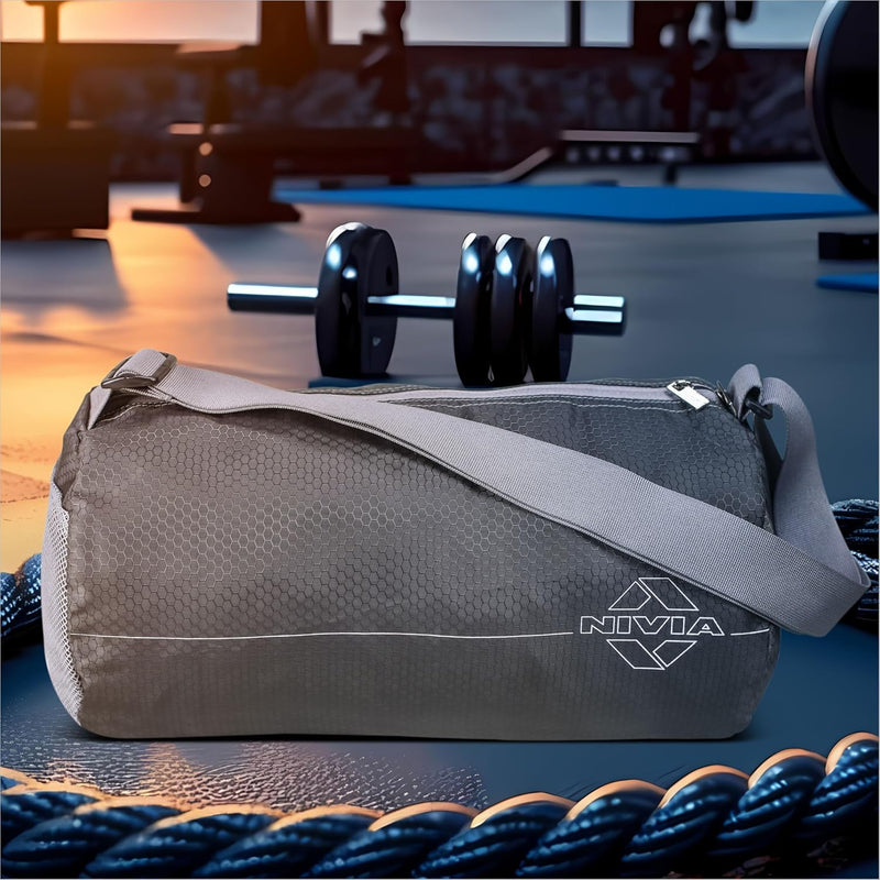 NIVIA Basic Duffle Polyester Bag/Gym Bags/Adjustable Shoulder Bag for Men/Duffle Gym Bags for Men (Grey)
