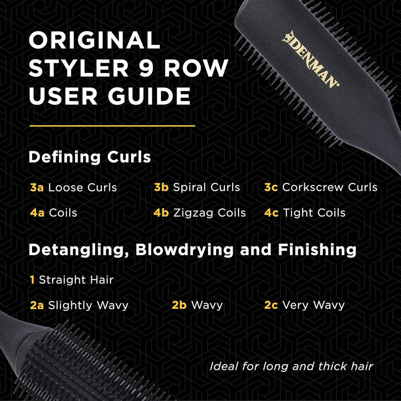 Denman Classic Styling Brush 7 Rows - D3 - Hair Brush for Blow-Drying & Styling â€“ Detangling, Separating, Shaping & Defining Curls