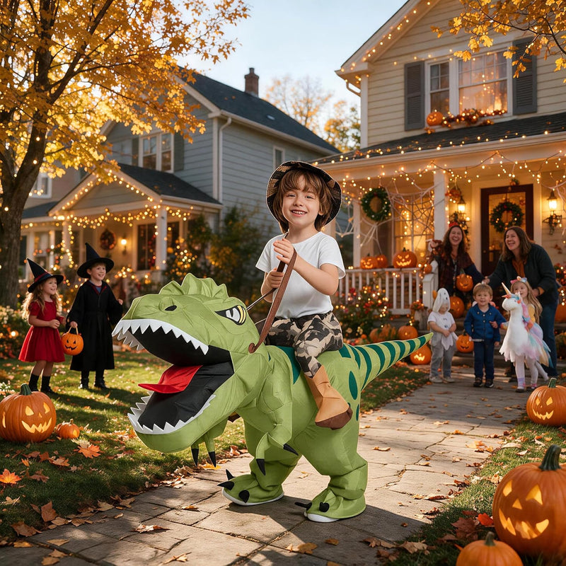 Halloween Inflatable Dinosaur Costume Kids,Blow Up T Rex Suit Boys Girls