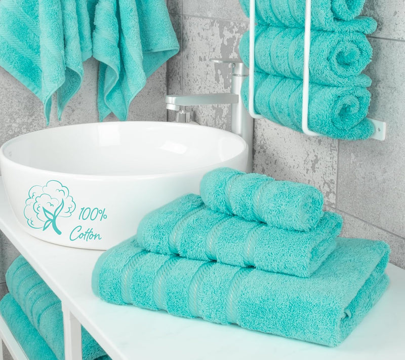 American Soft Linen GMSD 6-Piece 100% Turkish Genuine Cotton Premium & Luxury Towel Set for Bathroom & Kitchen, 2 Bath Towels, 2 Hand Towels & 2 Washcloths [Worth $72.95] - Rockridge Grey