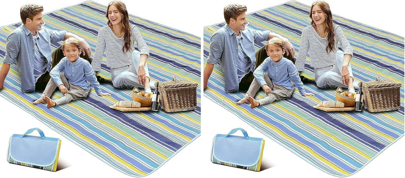 SKY TOUCH Foldable Picnic Blanket Waterproof Beach Blanket Waterproof Picnic Blanket Portable Picnic Mat Portable Beach Mat For Outdoor Camping Family Outdoor Park Garden Blue145 180cm, Full - Full (Pack of 2)