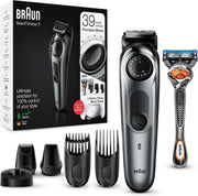 Barun Beard Timmer 7 with 39 Length Settings Precision Wheel Cordless & Rechargeable With Gillette Proglide Razor, Black/Silver Metal, BT7240 - BT 7240