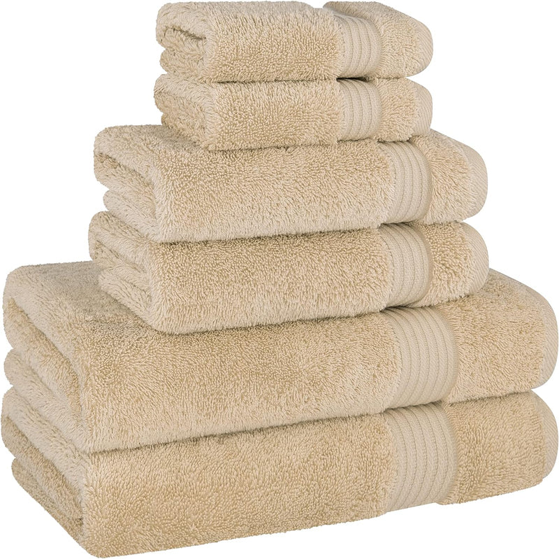 Cotton Paradise Hotel & Spa Quality, Absorbent and Soft Decorative Kitchen and Bathroom Sets, 6 Piece Turkish Towel Set, Includes 2 Bath Towels, 2 Hand Towels, 2 Washcloths, Charcoal Grey