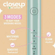 closeup Sonic Expert Pink Rechargeable Toothbrush, Waterproof, with 8x Plaque Removal Power, Whitens and Cleans, Suitable for Sensitive Teeth, 1pack