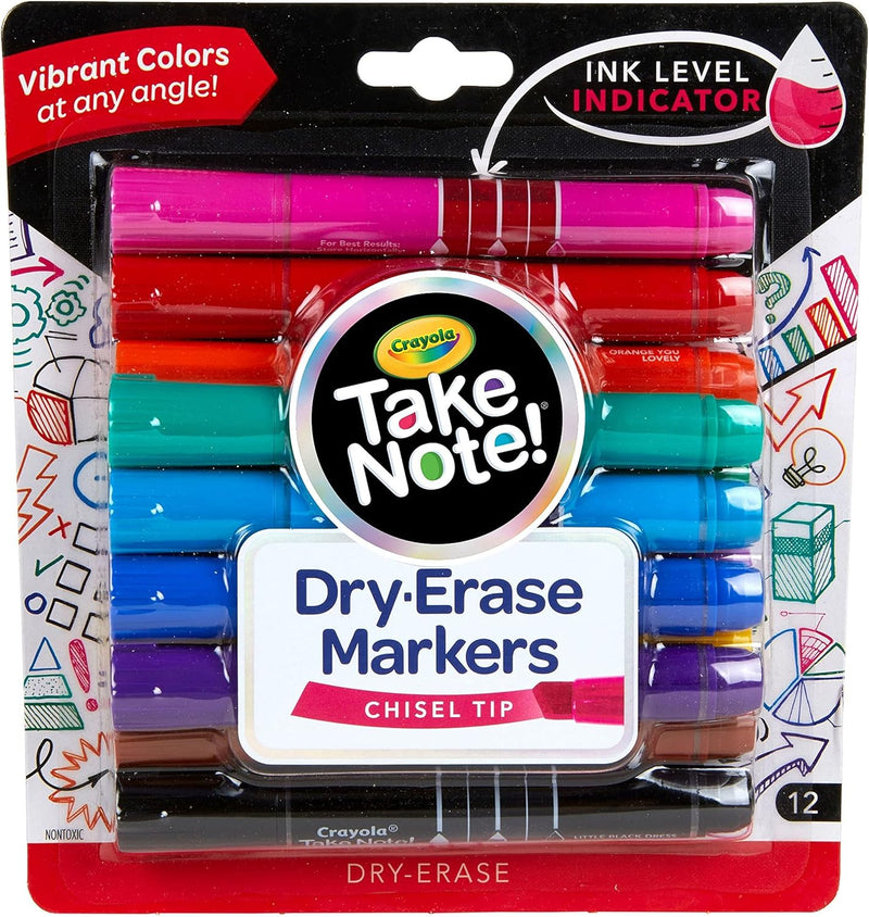 CRAYOLA Low Odor Dry Erase Markers, Fine Tip, 4 Count