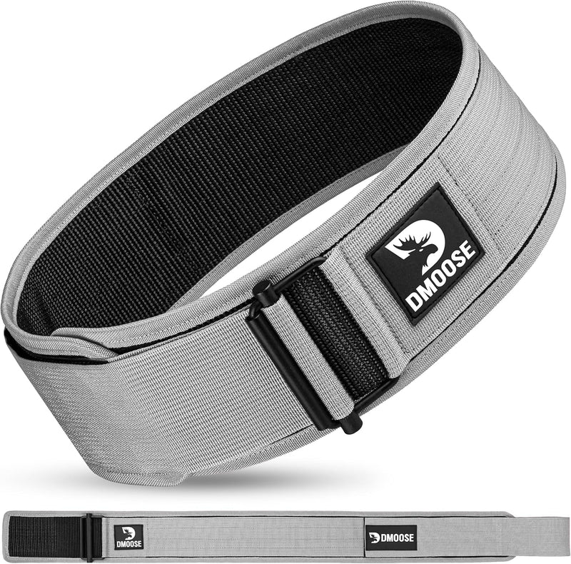 DMoose Fitness Weight Lifting Belt - Auto Locking 4" Nylon Gym Belt with Adjustable Buckle - Provides Lumbar Support & Stability for Olympic Training, WOD & Cross Training for Men & Women