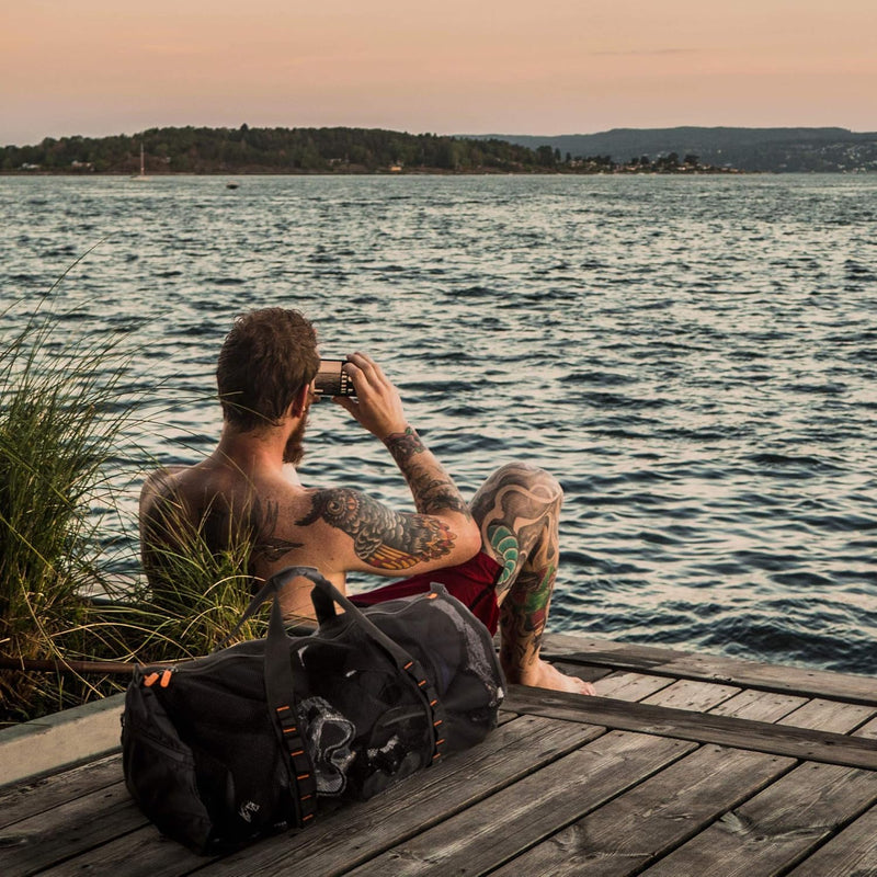 90L Large Mesh Duffle Bag for Scuba Dive or Snorkel Equipment. Best for Water Sports & Beach Activities like Swimming, Diving & Snorkeling. Perfect for Travel, Storage Swim Gym Gears & Balls - Black