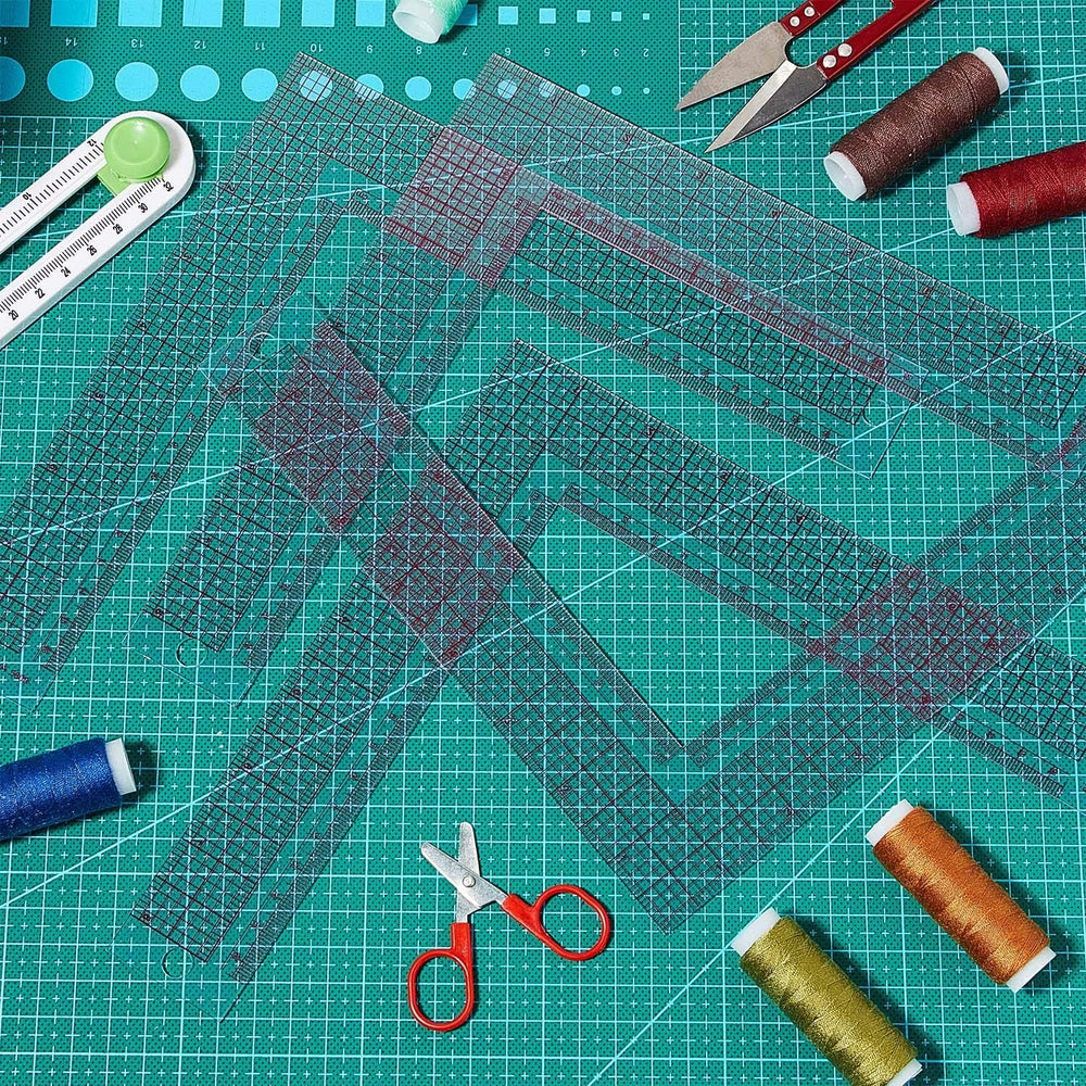 L-Shaped Sewing Rulers Set, 6 Piece Clear Plastic Measuring Tools for Accurate Fabric Cutting, Quilting, Tailoring, and Craft Projects