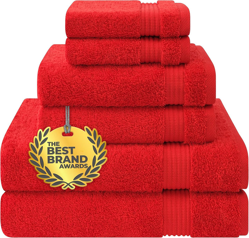 Cotton Paradise Hotel & Spa Quality, Absorbent and Soft Decorative Kitchen and Bathroom Sets, 6 Piece Turkish Towel Set, Includes 2 Bath Towels, 2 Hand Towels, 2 Washcloths, Charcoal Grey