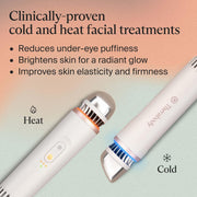 Therabody TheraFace Depuffing Wand Cold and Heat Skincare Treatment to depuff and Glow; Beauty Wand, face Roller and Eye Massager for Dark Circles and Radiant Skin, White