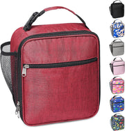 Portable Insulated Lunch Bag with Side Mesh Pocket for Adults/Kids/Men/Women,Water-Resistant Leakproof Soft Cooler Bag Durable Thermal Lunch Box for Work/School/Picnic/Outdoor(Black) - Red