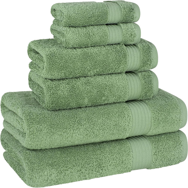 Cotton Paradise Hotel & Spa Quality, Absorbent and Soft Decorative Kitchen and Bathroom Sets, 6 Piece Turkish Towel Set, Includes 2 Bath Towels, 2 Hand Towels, 2 Washcloths, Charcoal Grey