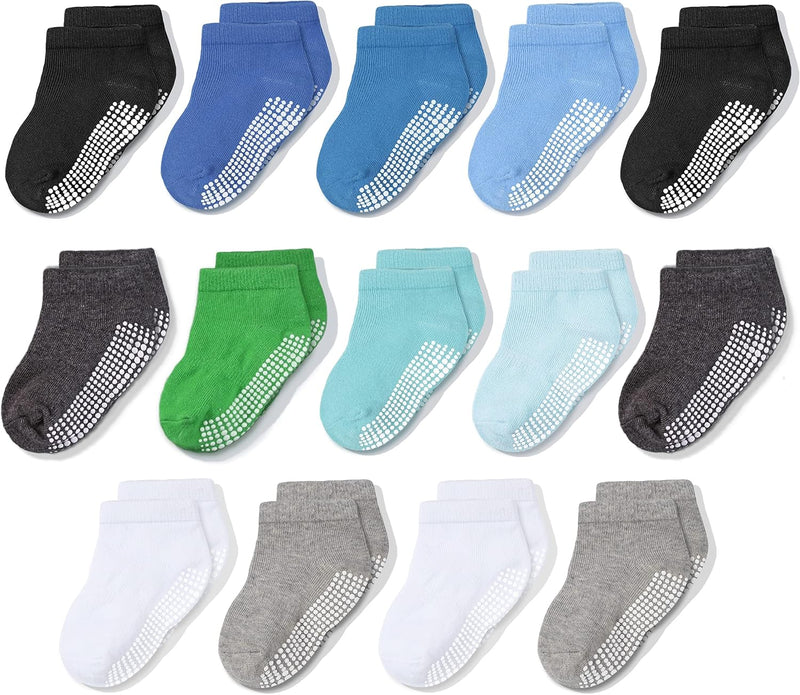 CozyWay Non-Slip Socks with Grippers - Ankle Style for Little Girls and Boys, Infants, Toddlers, Children