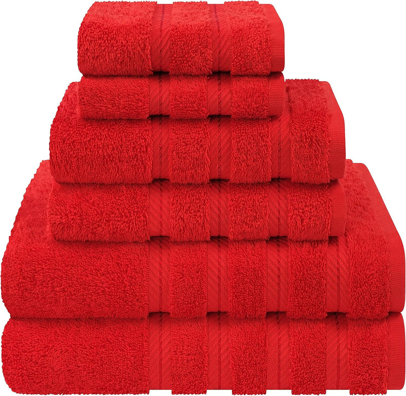 American Soft Linen GMSD 6-Piece 100% Turkish Genuine Cotton Premium & Luxury Towel Set for Bathroom & Kitchen, 2 Bath Towels, 2 Hand Towels & 2 Washcloths [Worth $72.95] - Rockridge Grey