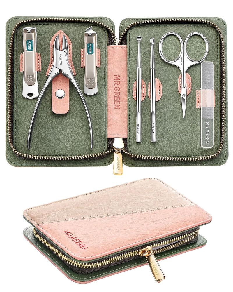 MR.GREEN 7Pcs Manicure Set, Pedicure Sets, Nail Clipper sets,Stainless Steel Professional Nail Cutter with Travel Case