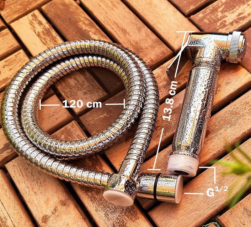 Aishini Handheld Toilet Bidet Sprayer - Shattaf Set, Jet Spray with Easy Installation, Muslim Shower for Feminine wash, Baby Cloth Diaper, Personal Hygiene, 120cm Stainless Steel Hose Pipe, Chrome