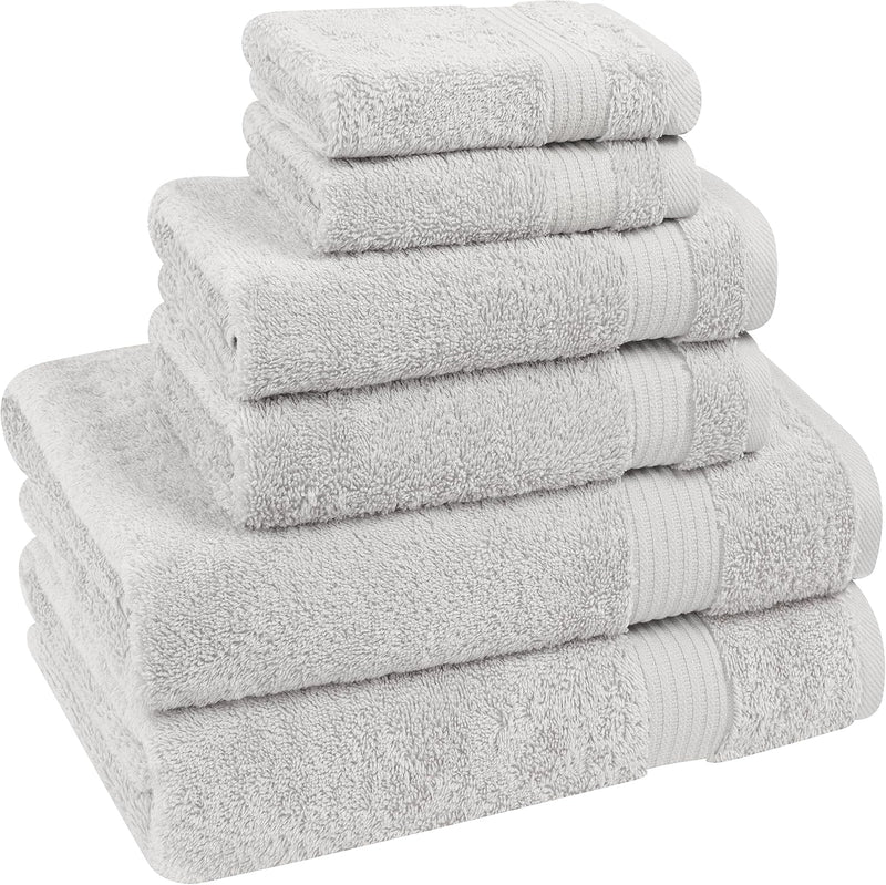 Cotton Paradise Hotel & Spa Quality, Absorbent and Soft Decorative Kitchen and Bathroom Sets, 6 Piece Turkish Towel Set, Includes 2 Bath Towels, 2 Hand Towels, 2 Washcloths, Charcoal Grey