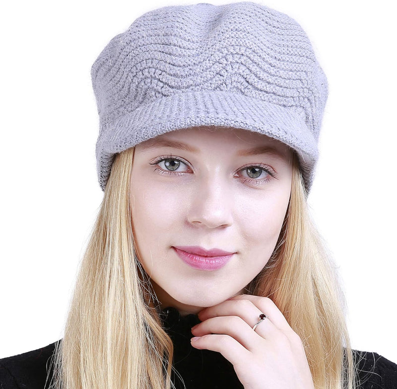 Muryobao Women's Winter Warm Slouchy Cable Knit Beanie Skull Hat with Visor