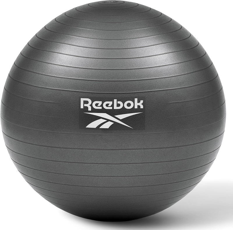 Reebok Gymball - Exercise Ball with Dual Textured Non-Slip Surface for Maximum Grip - for Core Workout, Improving Stability, and Posture at Home or The Gym - Pump Included - Black