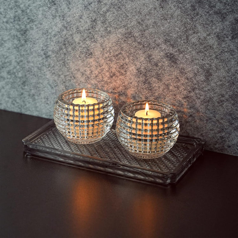 kanpura Clear Round Glass Votive Candle Holders 1pc, Fall Tea Light Candle Holder for Wedding Table, Votive for Birthday Party Decor