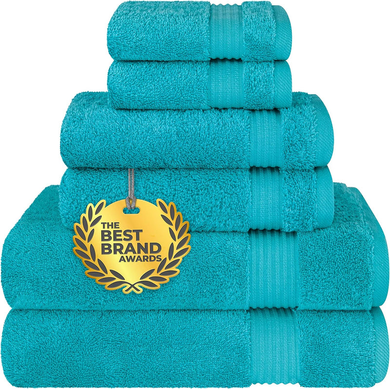 Cotton Paradise Hotel & Spa Quality, Absorbent and Soft Decorative Kitchen and Bathroom Sets, 6 Piece Turkish Towel Set, Includes 2 Bath Towels, 2 Hand Towels, 2 Washcloths, Charcoal Grey