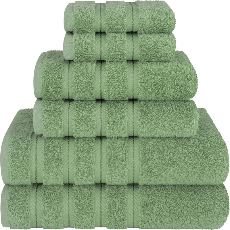 American Soft Linen GMSD 6-Piece 100% Turkish Genuine Cotton Premium & Luxury Towel Set for Bathroom & Kitchen, 2 Bath Towels, 2 Hand Towels & 2 Washcloths [Worth $72.95] - Rockridge Grey