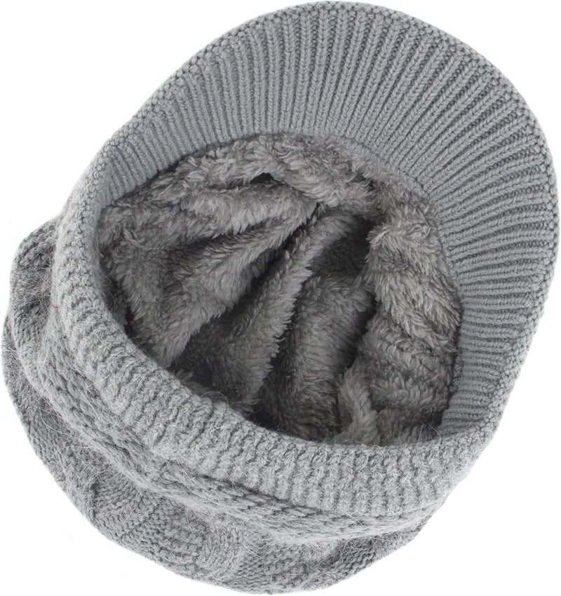 Muryobao Women's Winter Warm Slouchy Cable Knit Beanie Skull Hat with Visor