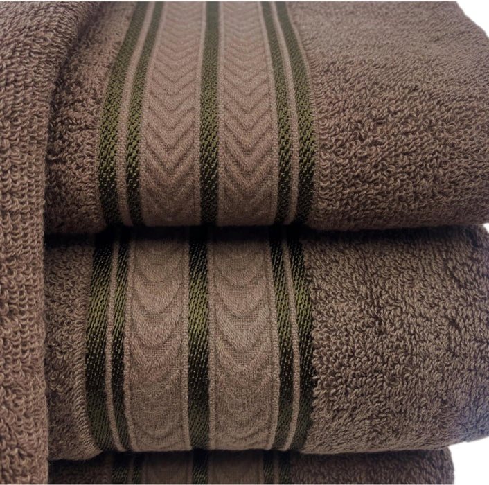 4 Pcs Pure Cotton Bath Towels Set70x140cm 2pcs 35x75cm 2pcs Soft AbsorbentQuick Drying Hotel Bathroom Travel Family SPA Dormitory and Home use Towels (Beige+Brown)