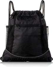 Showay Basketball Backpack, Foldable Soccer Backpack Gym Bag Sackpack Sports Sack with Detachable Ball Mesh Bag for Volleyball Baseball Yoga, Black