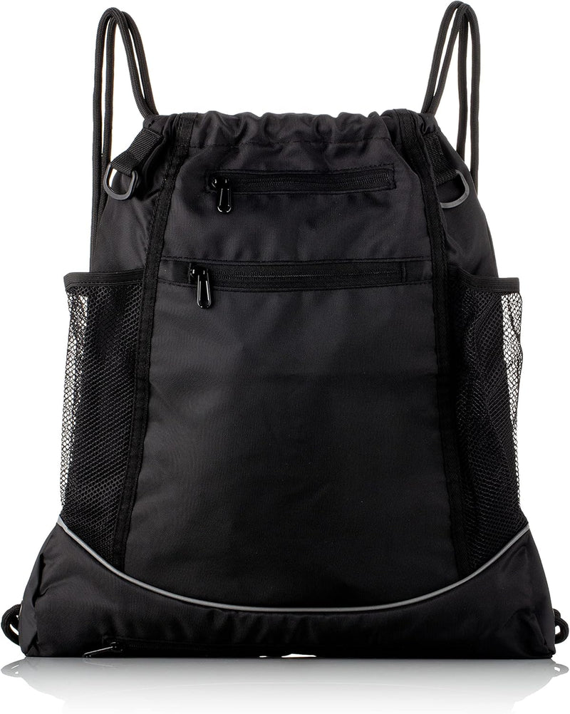 Showay Basketball Backpack, Foldable Soccer Backpack Gym Bag Sackpack Sports Sack with Detachable Ball Mesh Bag for Volleyball Baseball Yoga, Black