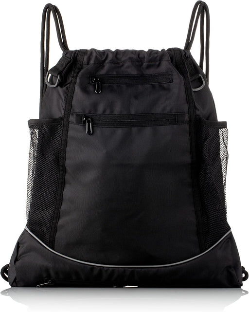 Showay Basketball Backpack, Foldable Soccer Backpack Gym Bag Sackpack Sports Sack with Detachable Ball Mesh Bag for Volleyball Baseball Yoga, Black
