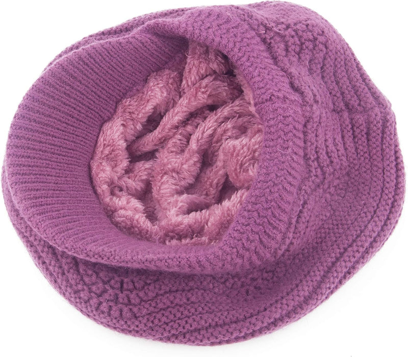 Muryobao Women's Winter Warm Slouchy Cable Knit Beanie Skull Hat with Visor